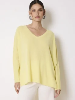 Faustine Fade Yellow Cashmere V Neck