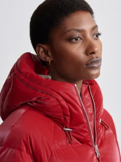 Fullerton Red Dahlia Puffer Coat