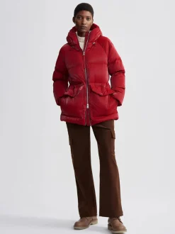 Fullerton Red Dahlia Puffer Coat