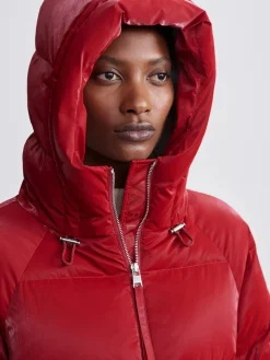 Fullerton Red Dahlia Puffer Coat