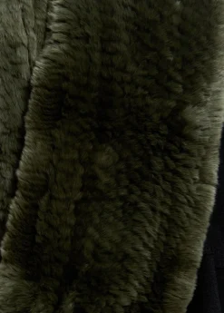 Green Knitted Rabbit Double Snood With Fur Trim