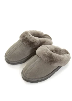 Grey Luxury Sheepskin Wedge Slippers