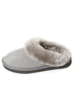 Grey on Grey Luxury Sheepskin Wedge Slippers