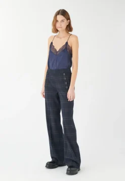 Ishina Navy Check Pants