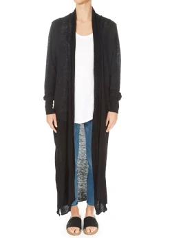 'Jess' Linen Black Maxi Cardigan