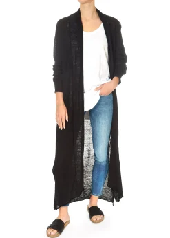 'Jess' Linen Black Maxi Cardigan