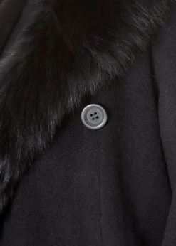 Jessimara Long Hooded Wool Blend Coat Black