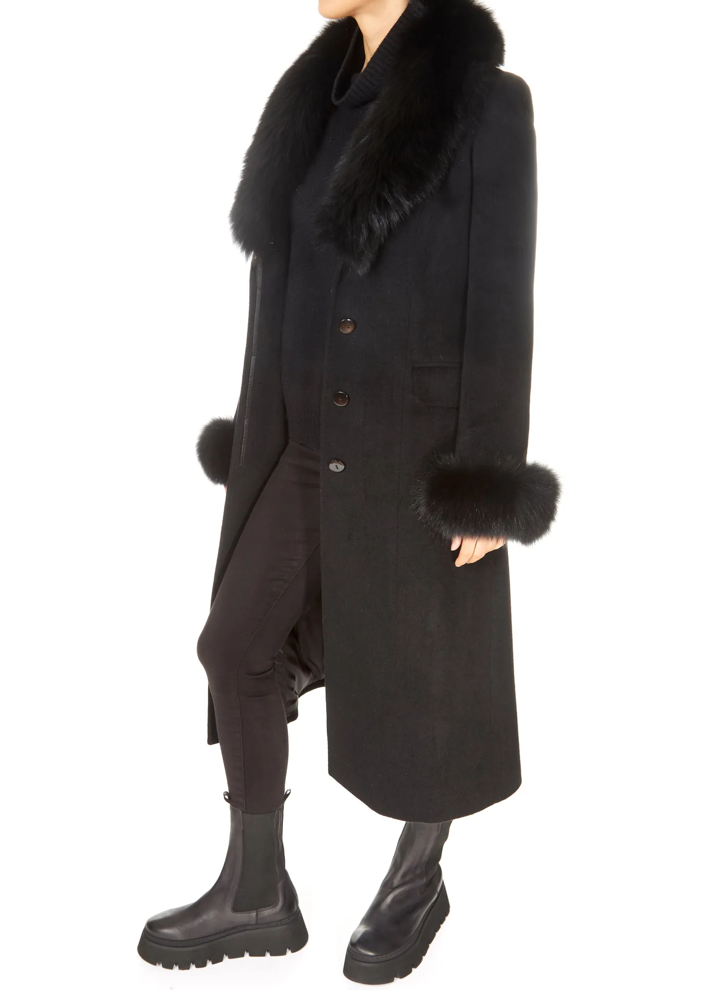 Jessimara Long Wool Blend Coat Black