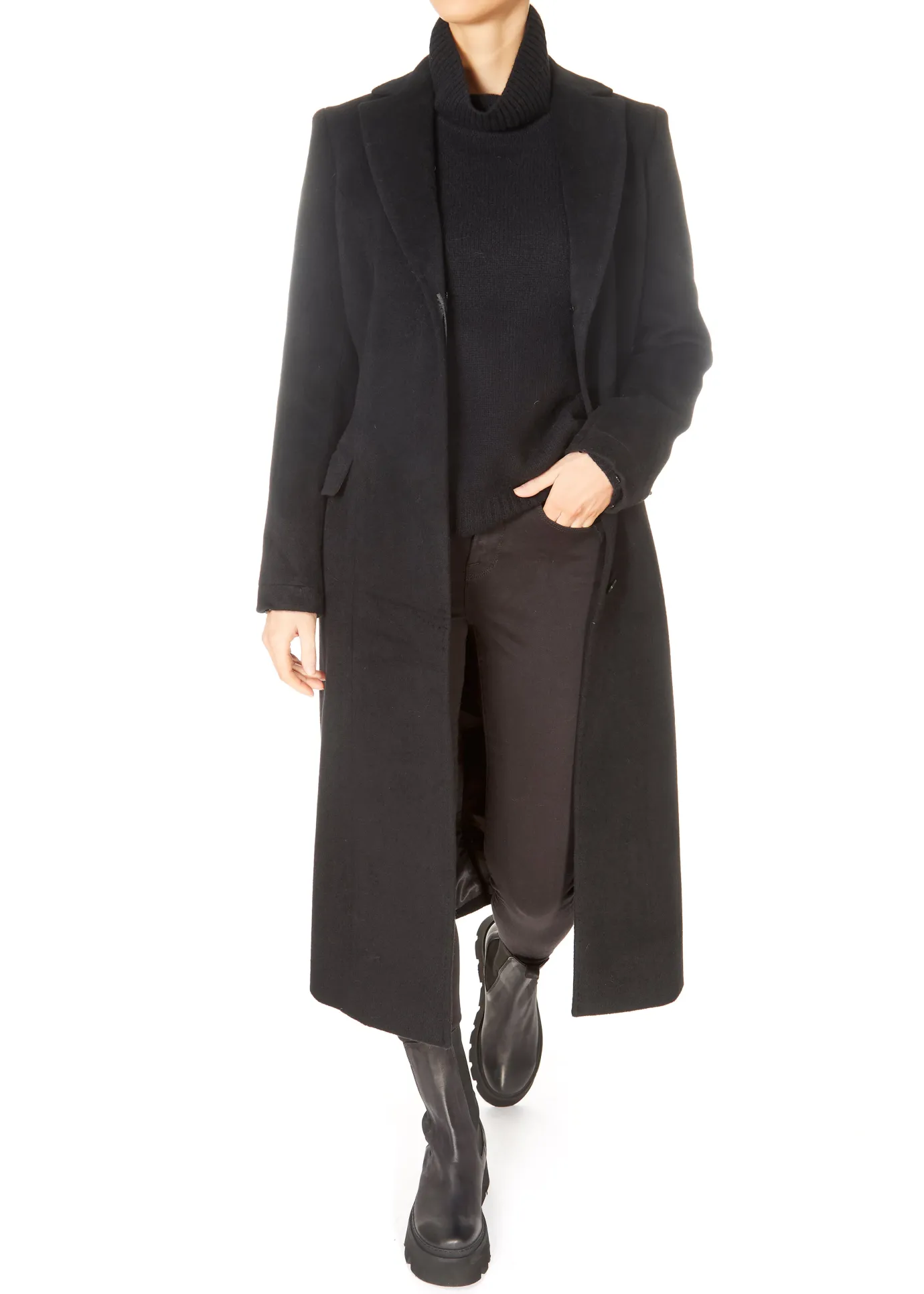 Jessimara Long Wool Blend Coat Black