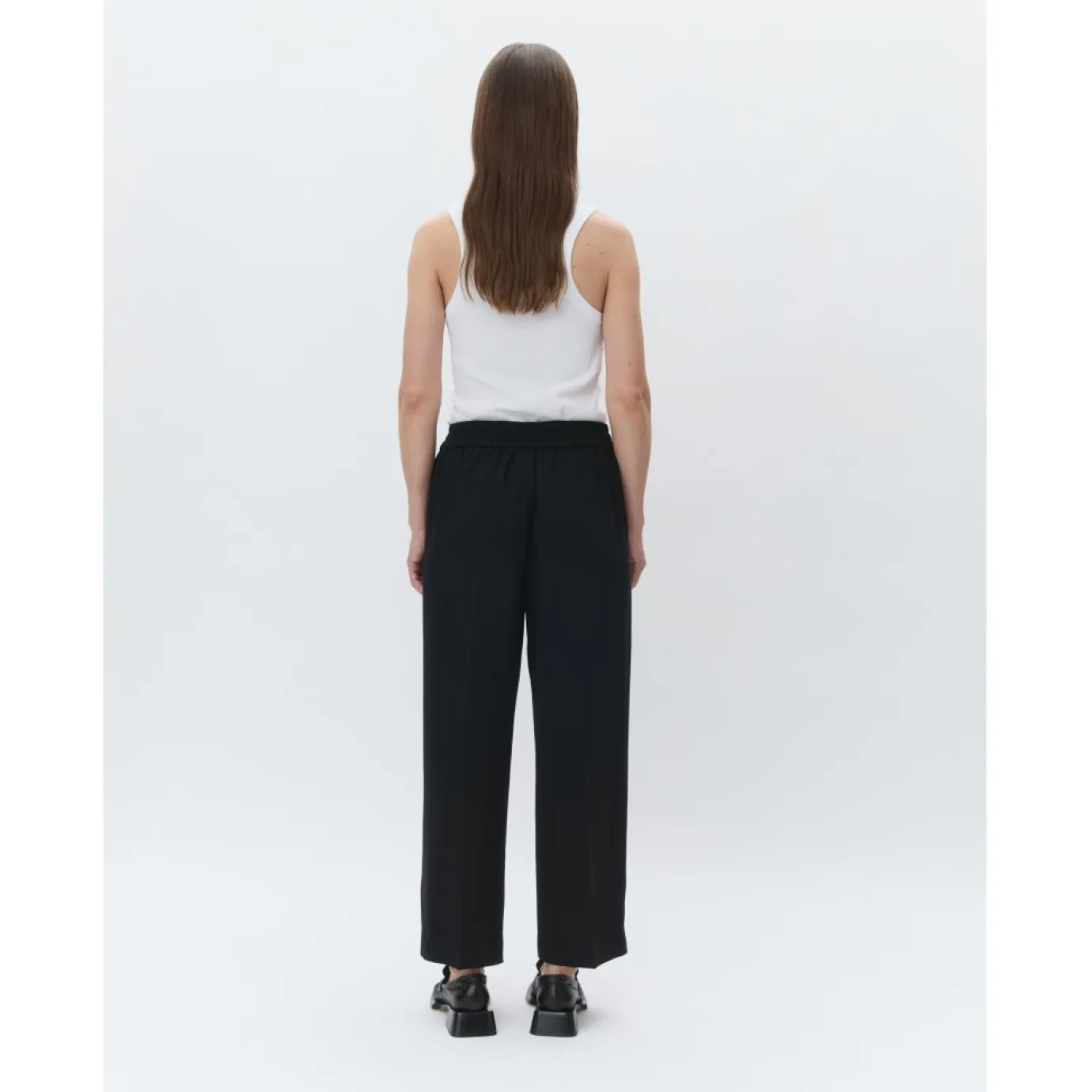 Jonah Classic Gaberdine Black Cropped Trousers