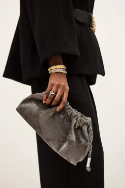 June Grey Suede Bag