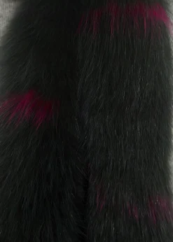 Khaki Open Fox Tube Scarf With Pink Detailing