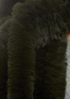 Khaki 'Open' Real Rex Rabbit Fur Scarf