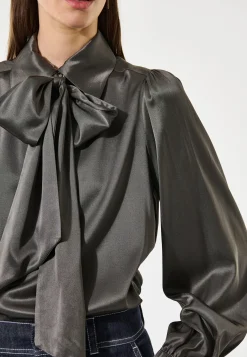 Kikki Anchor Grey Blouse with Bow