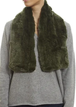 Knitted Rex Rabbit Khaki 'Loop' Luxury Fur Scarf