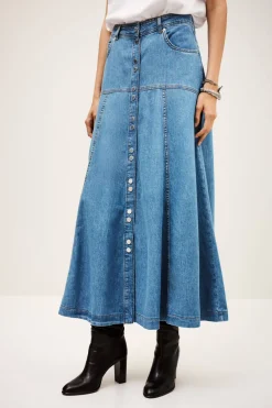 Laddies Long Flared Denim Skirt