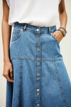 Laddies Long Flared Denim Skirt