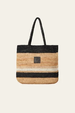 Lea Raffia Striped Straw Bag
