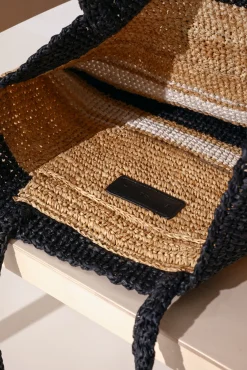 Lea Raffia Striped Straw Bag