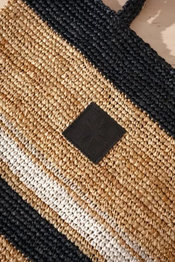 Lea Raffia Striped Straw Bag
