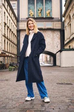 Lorelais Navy Pinstripe Coat