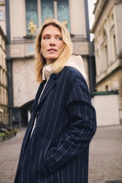 Lorelais Navy Pinstripe Coat
