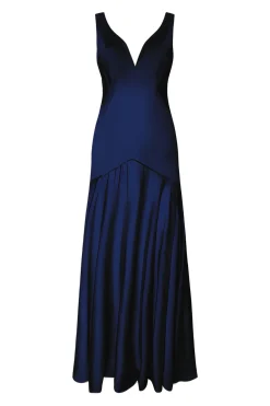 Mar-a-lago Navy Silk Evening Dress