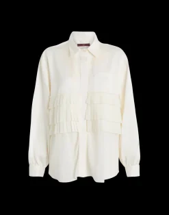 Meryl White Pleated Ruffled Shirt