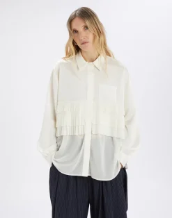 Meryl White Pleated Ruffled Shirt