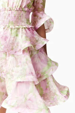 Morgan Floral Tiered Mini Dress in Pink