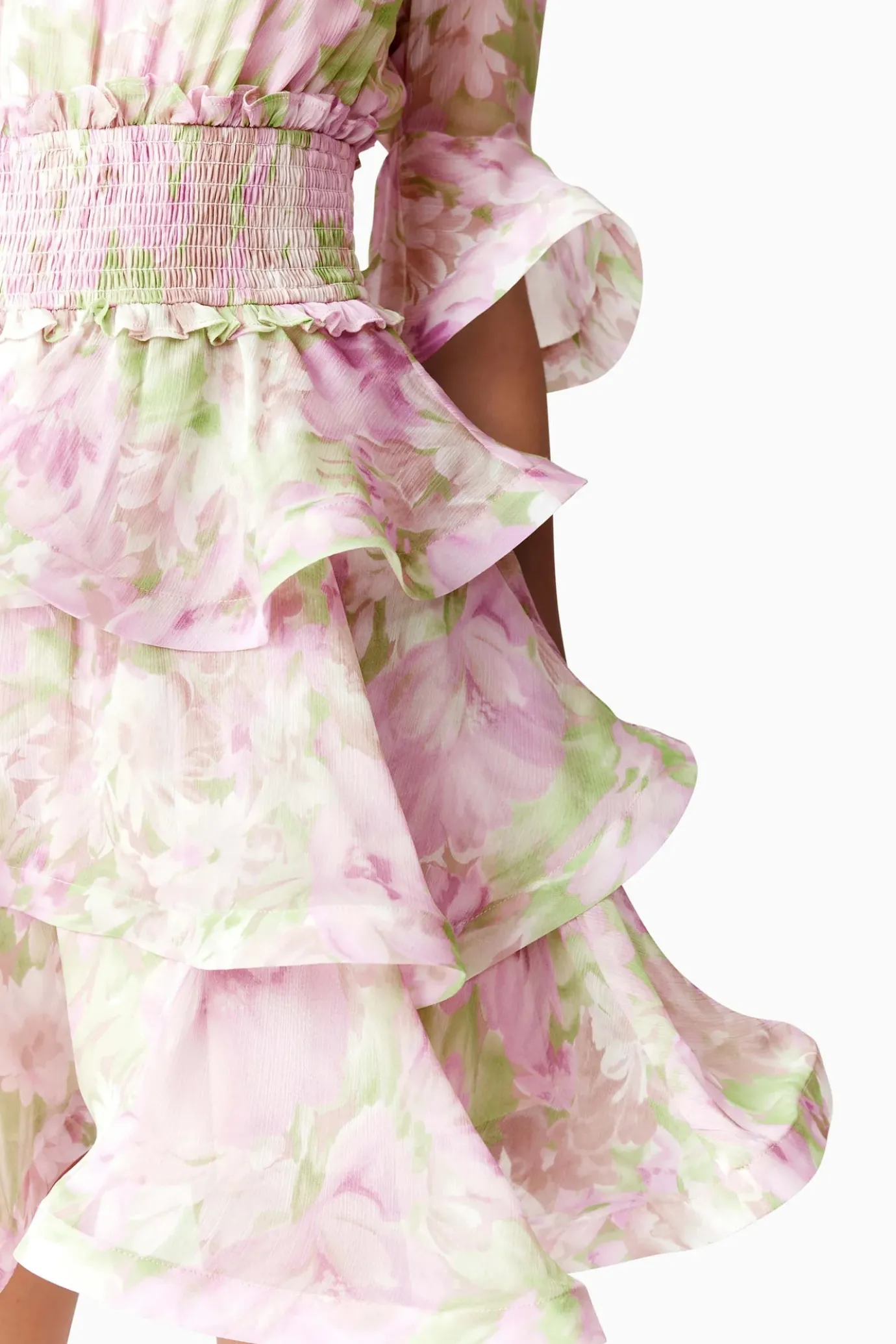 Morgan Floral Tiered Mini Dress in Pink