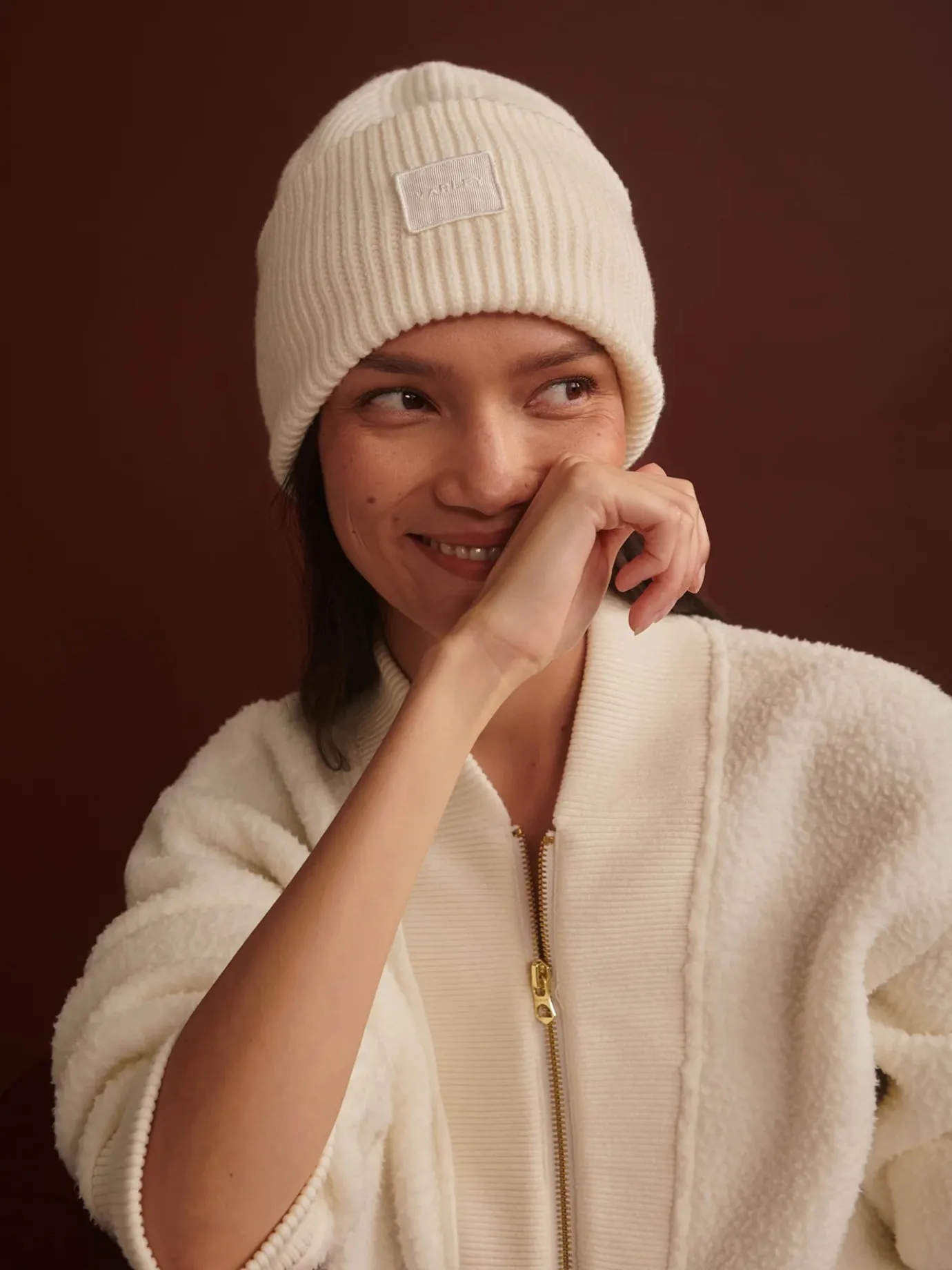 Mumford Ecru Cream Half-Zip Fleece