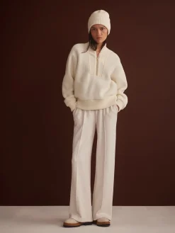 Mumford Ecru Cream Half-Zip Fleece