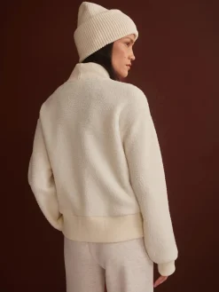 Mumford Ecru Cream Half-Zip Fleece