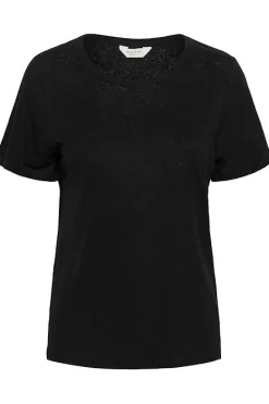 Nacima Black Linen Mix T Shirt