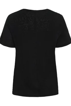 Nacima Black Linen Mix T Shirt