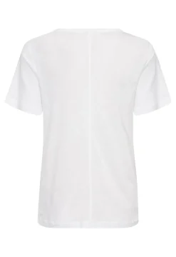 Nacima White Linen Mix Round Neck TShirt