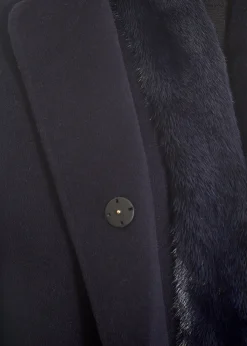 Navy 2 Piece Gilet and Coat with Mink Trim