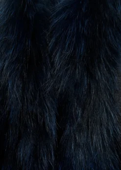 Navy Blue Fox Open Luxury Fur Scarf