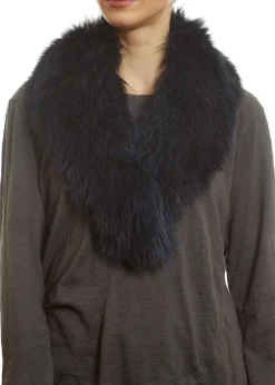 Navy Blue Genuine Fox Fur Collar