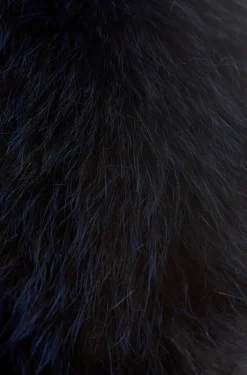 Navy Blue Genuine Fox Fur Collar