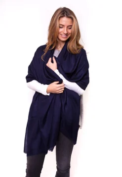 Navy Full Cashmere Scarf