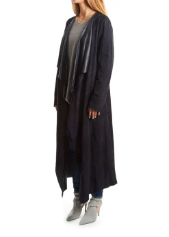 Navy Suede Long Coat
