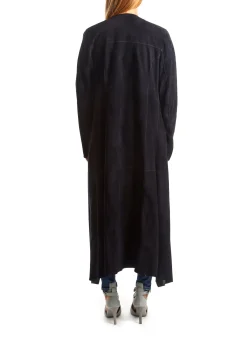 Navy Suede Long Coat
