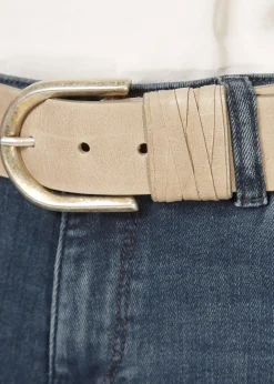 'Olivia' Taupe Belt With Silver Buckle