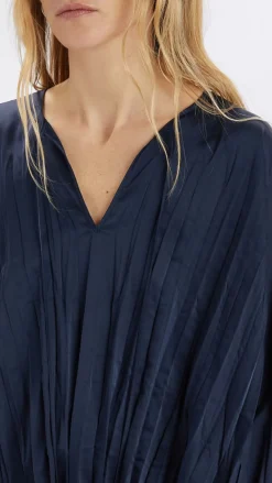 On Top Pleated Stretch Satin Blouse