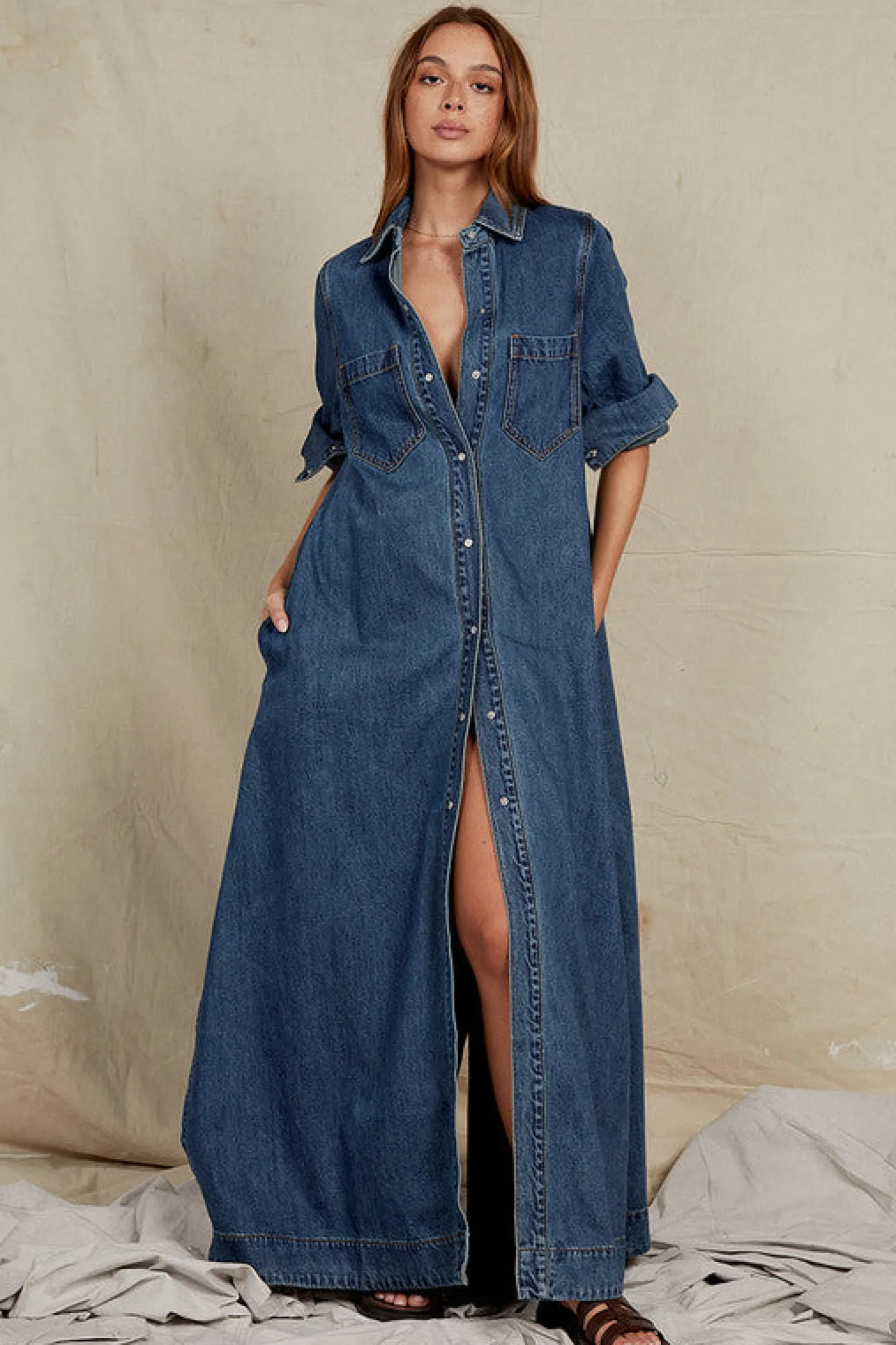 Opera Denim Maxi Dress