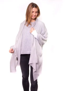 Pale Silver Grey Full Cashmere Scarf