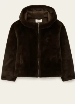 Pandy Faux Fur Jacket in Chocolate Brown