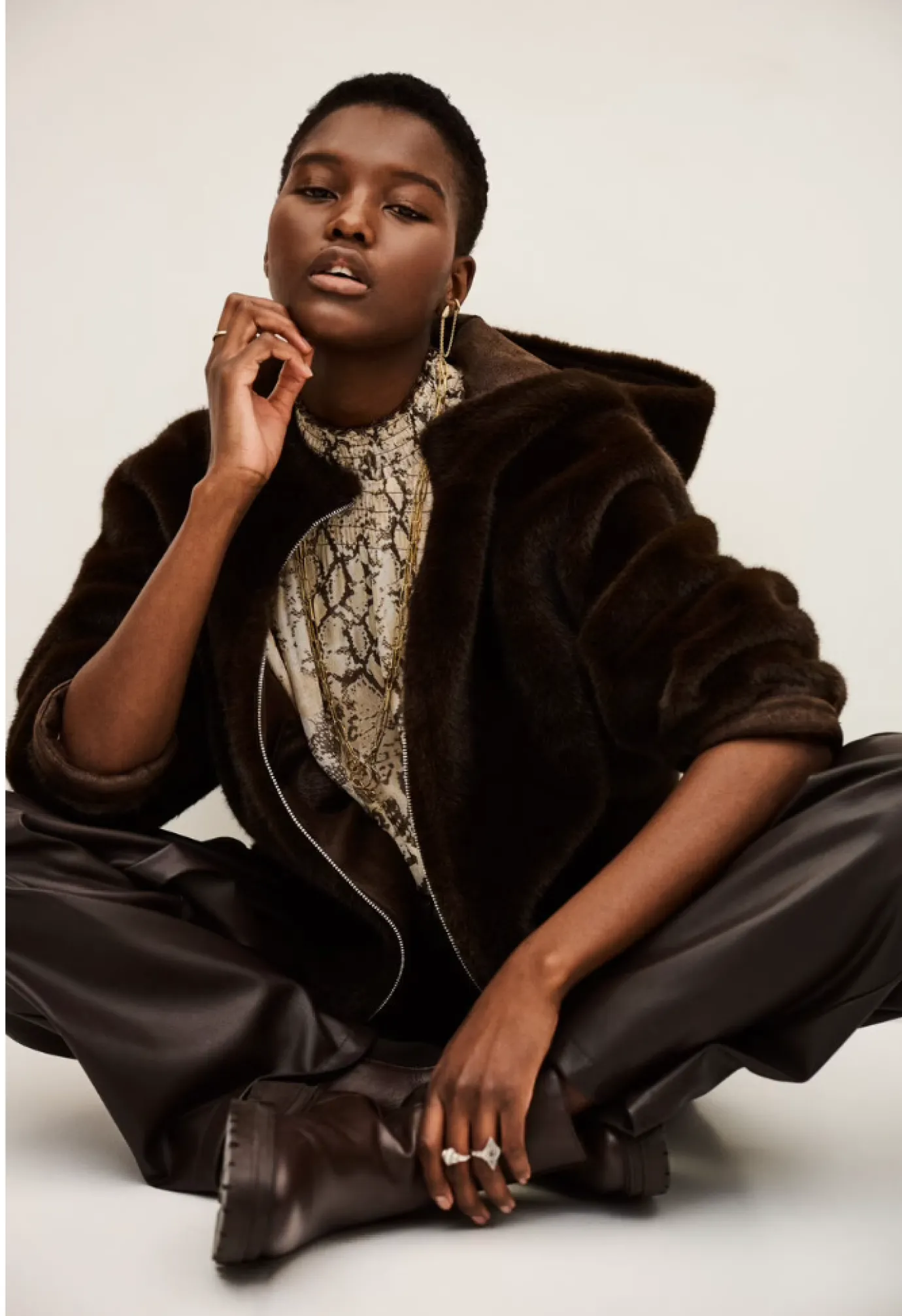 Pandy Faux Fur Jacket in Chocolate Brown